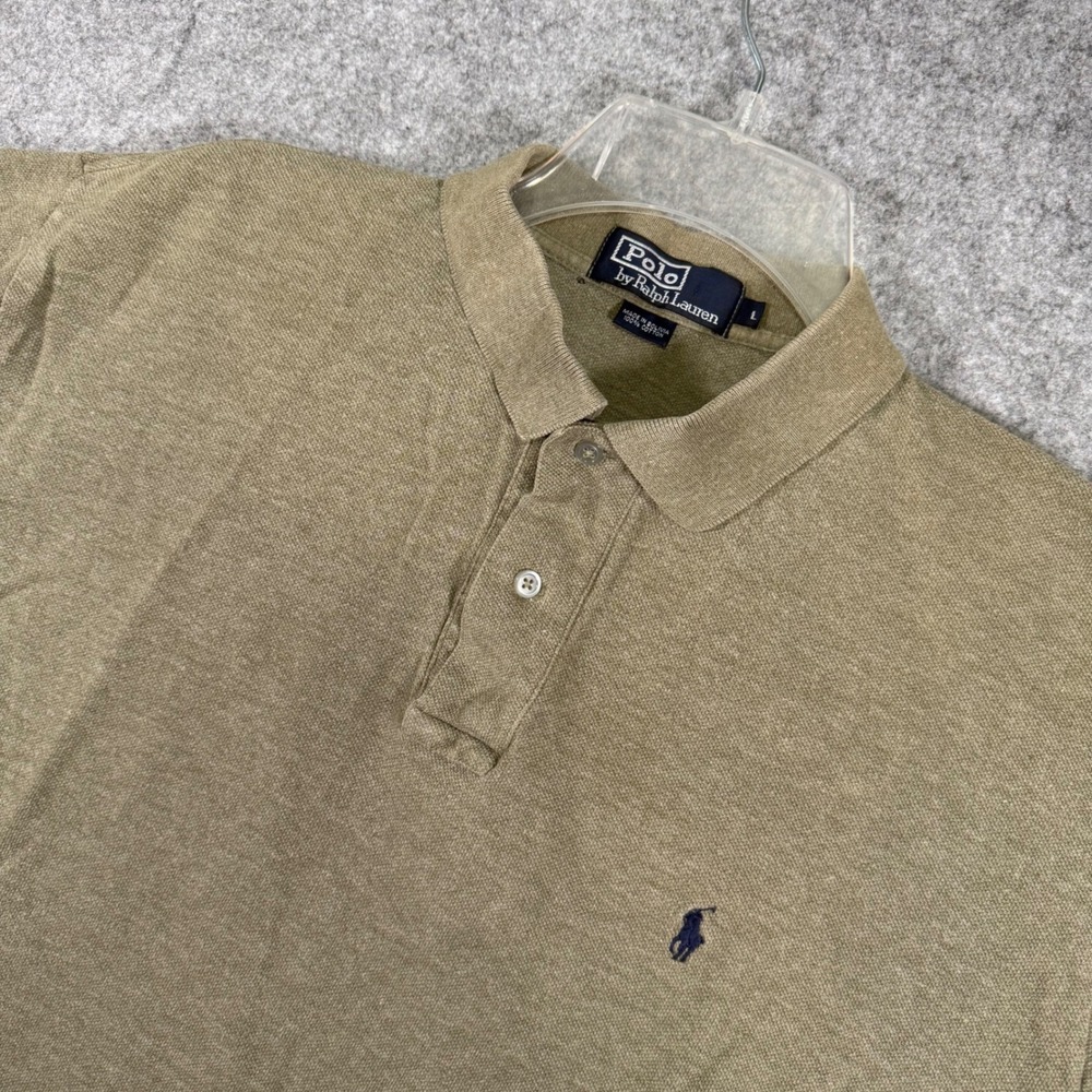 Polo Ralph Lauren Polo Shirt Mens Large Olive Green Short Sleeve Pique Cotton